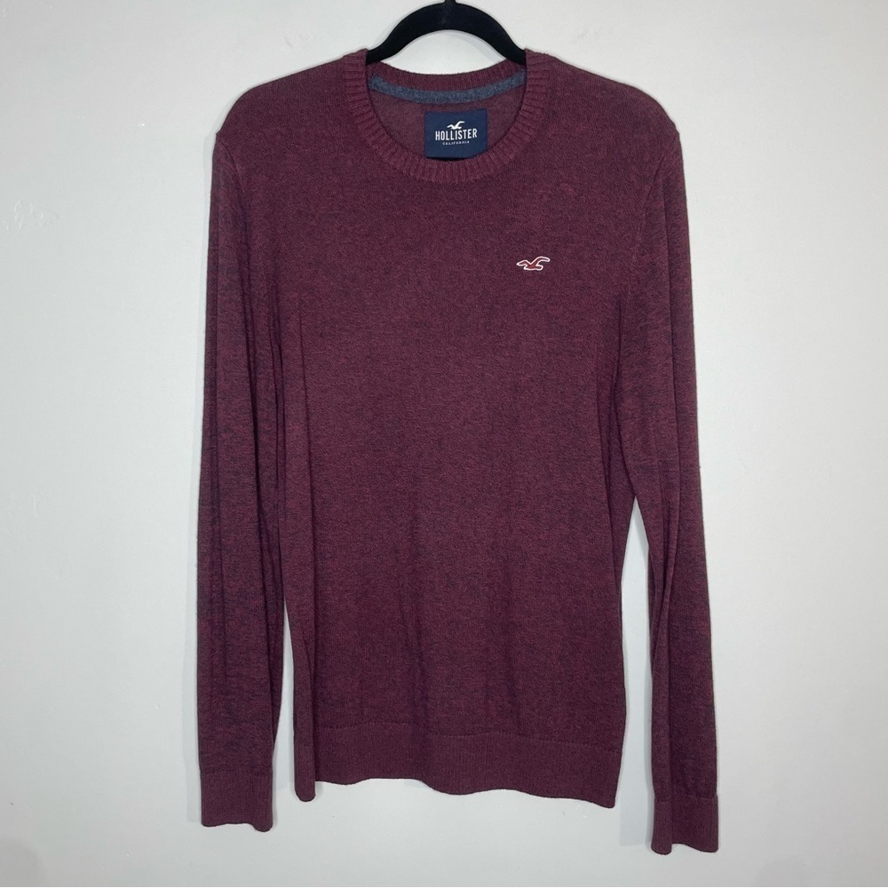 Hollister Knit Lightweight Pullover Sweater Size Medium Burgundy Crewneck